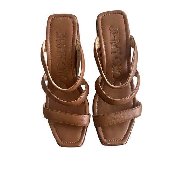 Jimmy Choo Brown Leather Athenia Wedge Sandals  37.5 - Picture 3 of 8